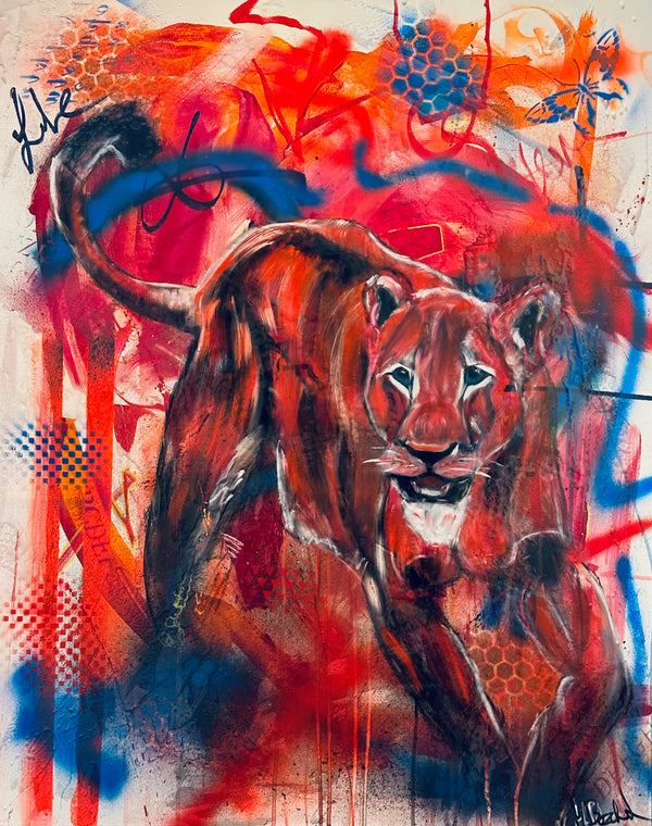100 x 80 cm, Unikat, 'Red Lioness' (BEZ30-729) -  von Marion Bezdek